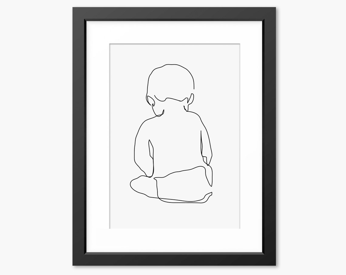 New Baby Print New Baby Gift Baby Wall Art Nursery Print Line Art Line Drawing Family Print Baby Shower New Mum Gift New Dad Gift