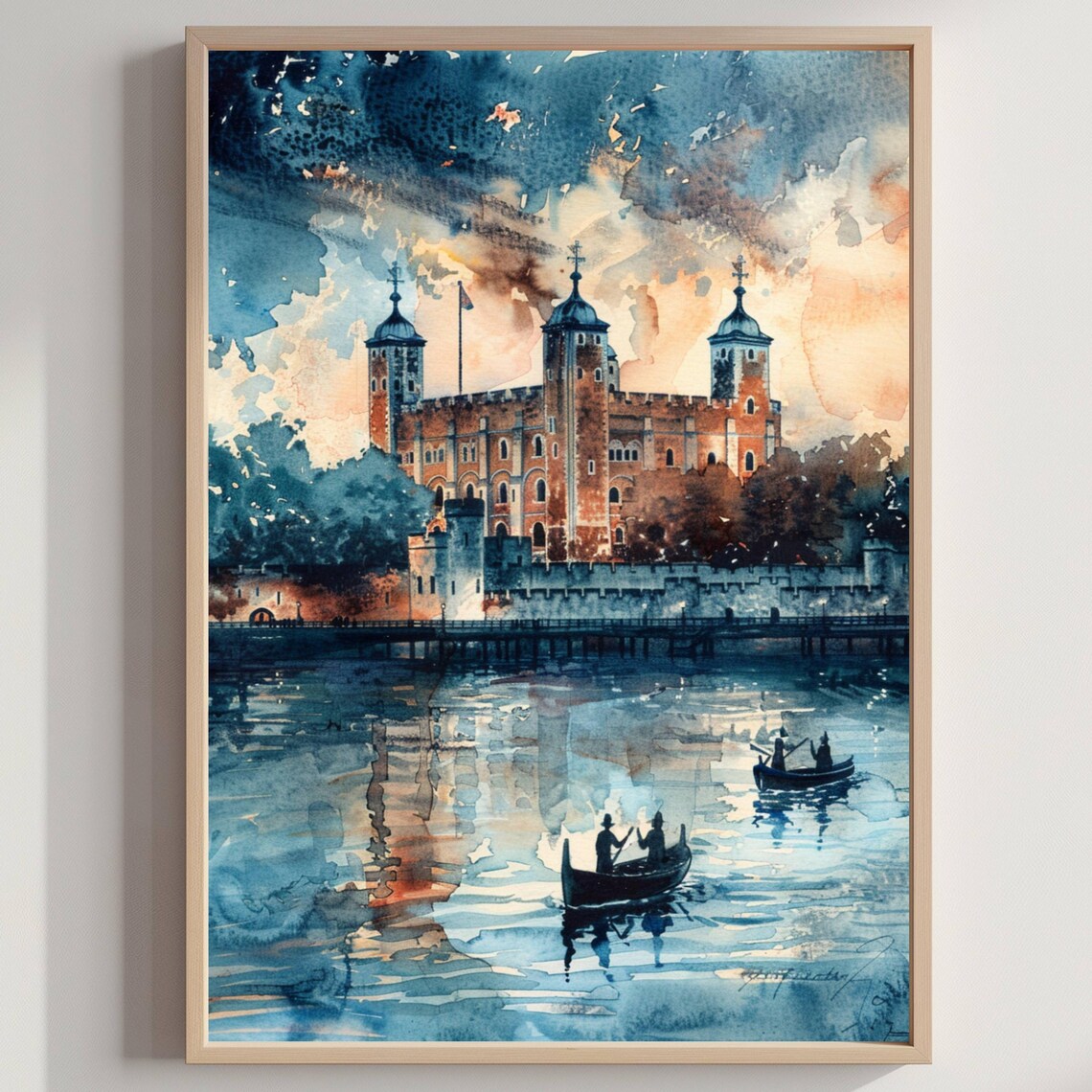 Tower of London England Watercolor Travel Poster