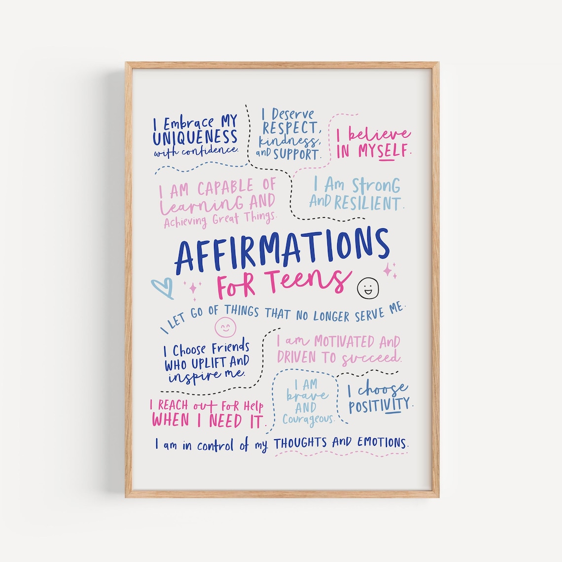 Teen Girl Room Decor Daily Affirmations Poster