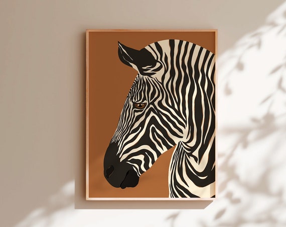 Zebra Art Print Jungle Wall Art Modern Boho Artwork Zebra Poster Zebra Stripes Illustration Jungle Safari Art Wall Art