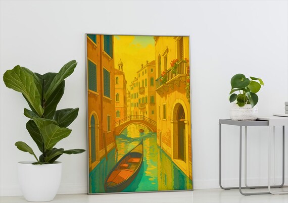 Venice Canal Art Print Gondola Cityscape Italy Travel Decor