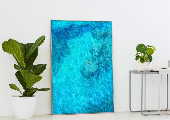 Abstract Sea Waves Art Print Blue Ocean Texture Coastal Decor