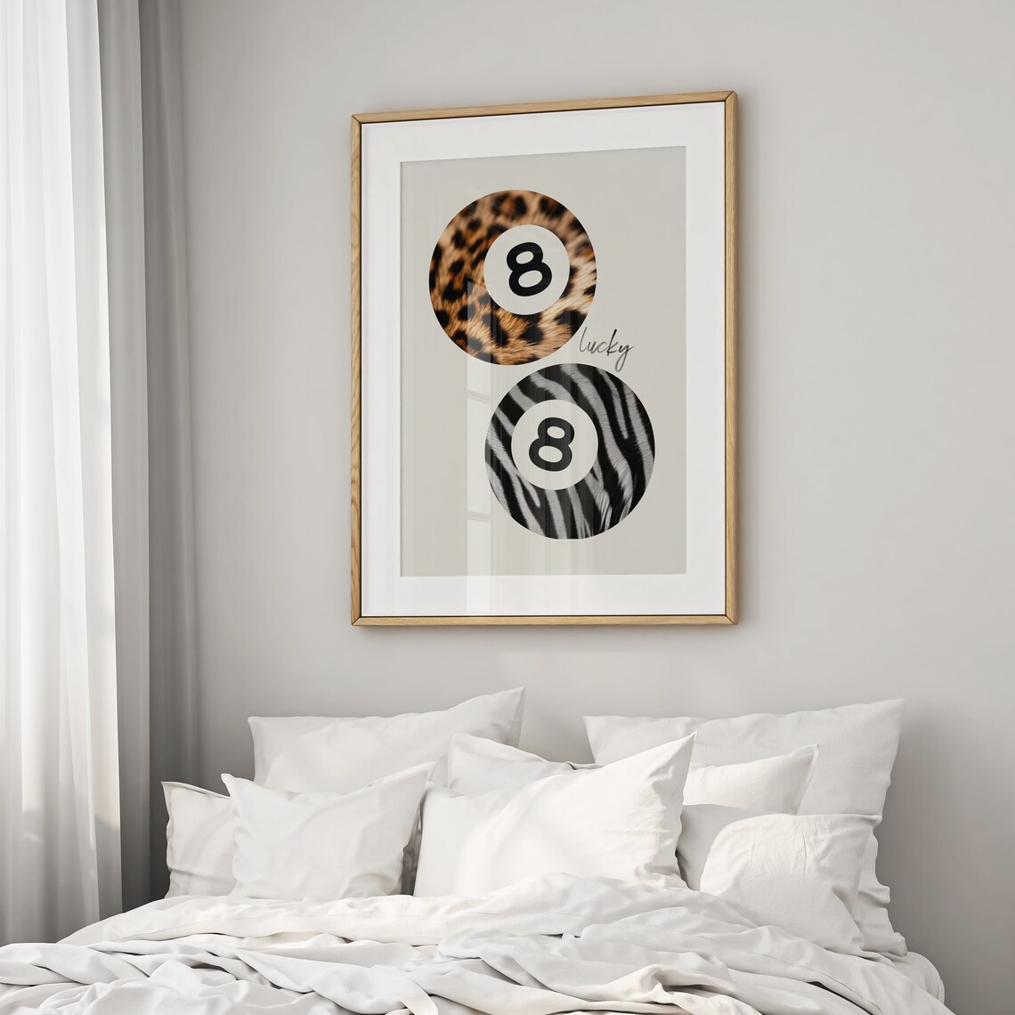 8 Ball Leopard Zebra Retro Lucky Girl Art Print - Image 2