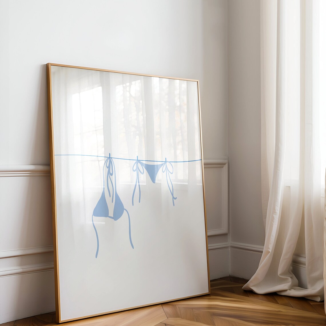 Bikini On Clothesline Art Print, Coastal Dorm Decor - Image 2