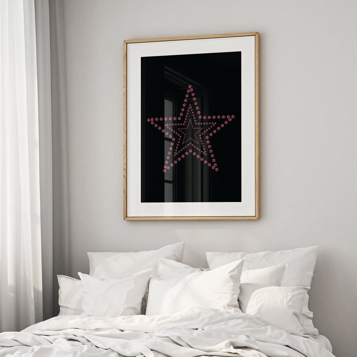 Trendy Rhinestone Star Print Star Girl Poster Y2k Aesthetic Apartment Decor Girly Feminine Bedroom Wall Art Retro Living Room Wall Art - Image 2
