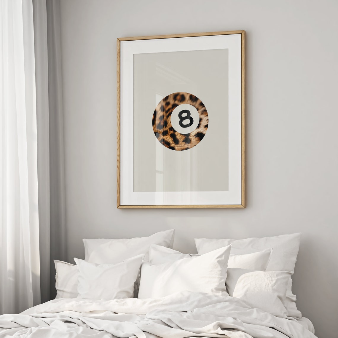 Leopard Pattern 8 Ball Minimalist Trendy Retro Aesthetic Poster - Image 2
