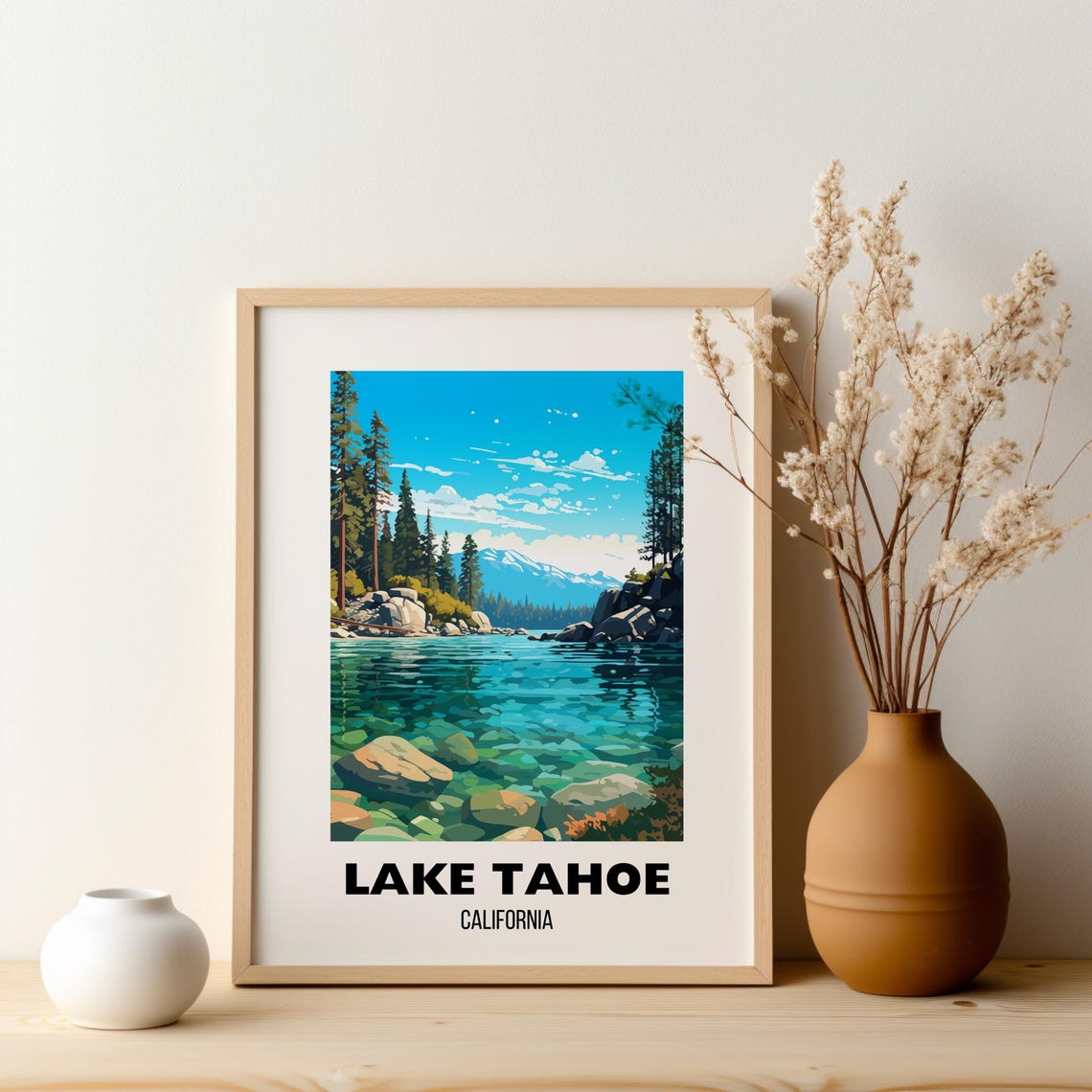 Lake Tahoe Travel Print Wall Art Lake Tahoe National Park Poster California Print Gift Lake Tahoe Illustration Decor - Image 2