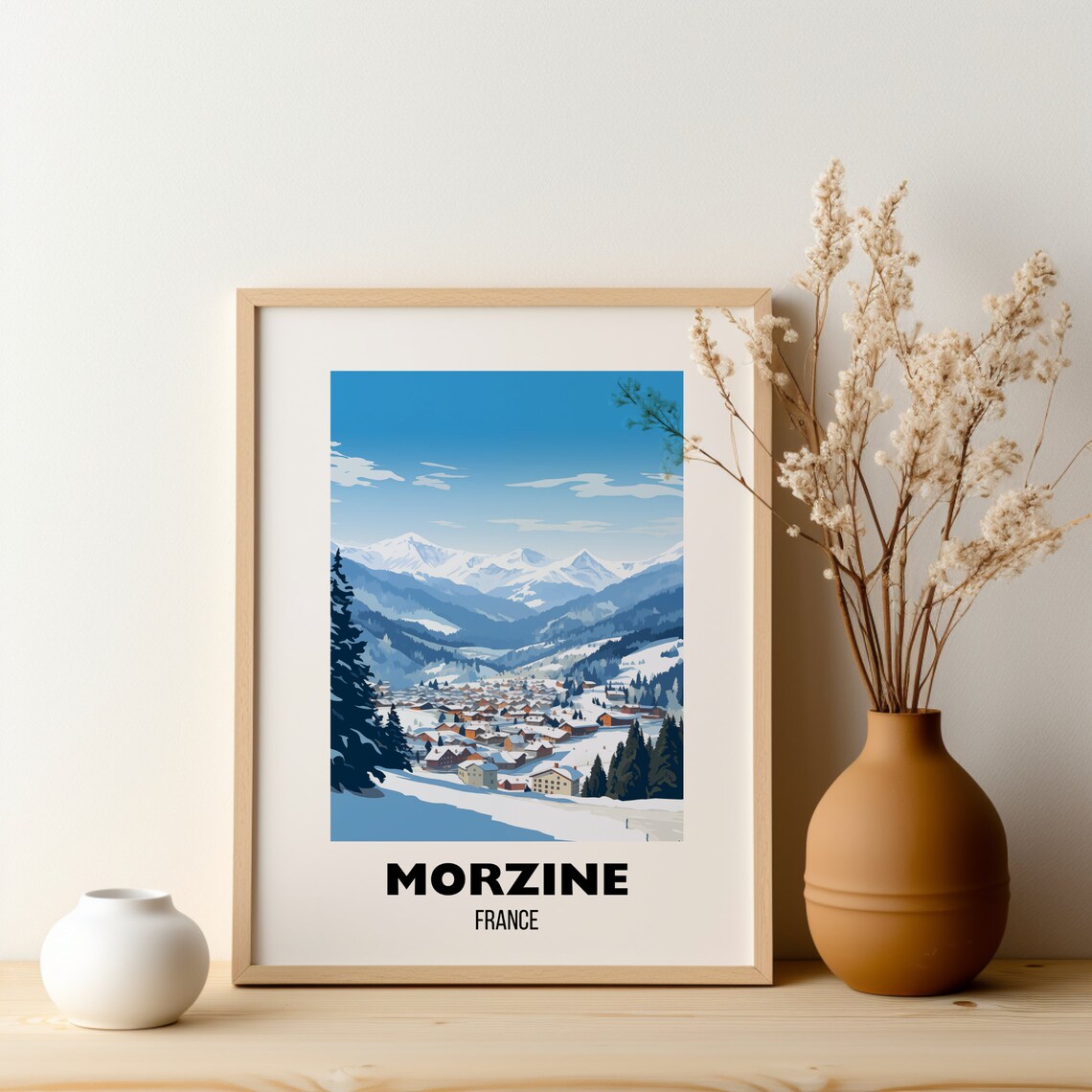 Morzine France Snowy Alpine Village Ski Resort Travel Poster - Image 2