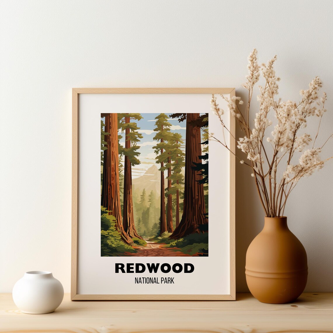 Redwood National Park Travel Poster Wall Art Redwood California Print Redwoods Travel Home Decor Redwood Gift Artwork - Image 2
