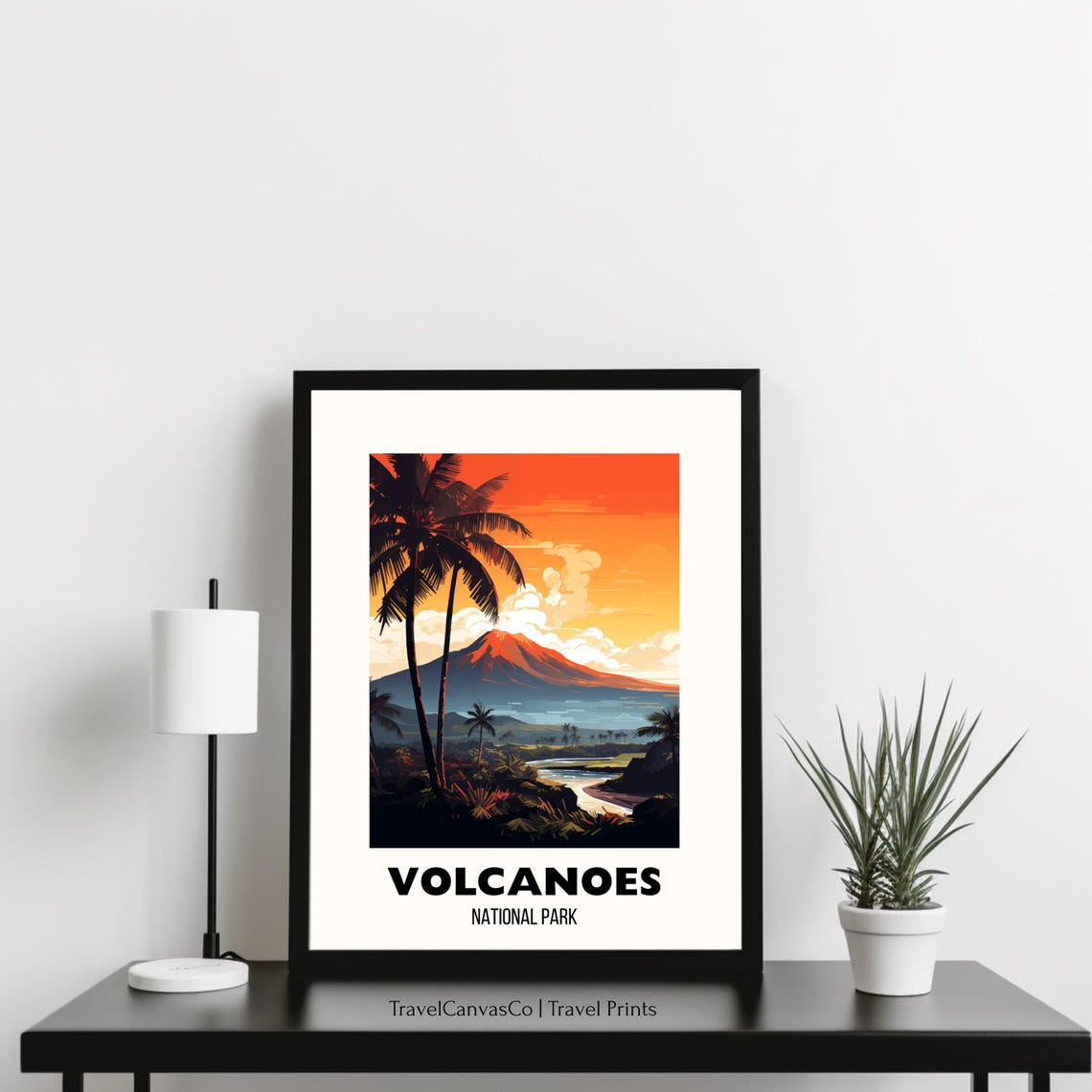 Volcanoes National Park Hawaii Palm Sunset Volcano Art Poster - Image 3