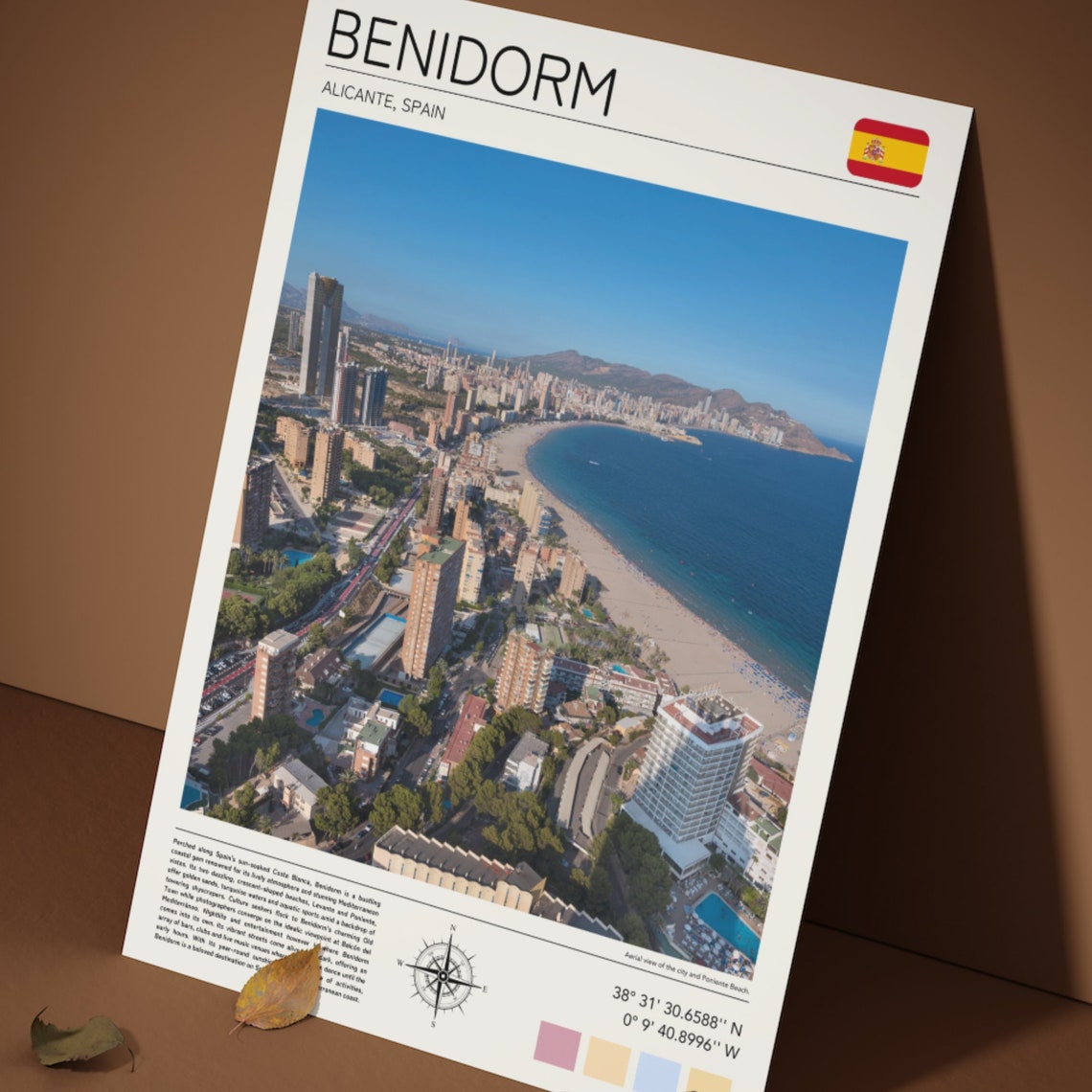Benidorm Spain Alicante Coast Skyline Beach Aerial Travel Poster - Image 3