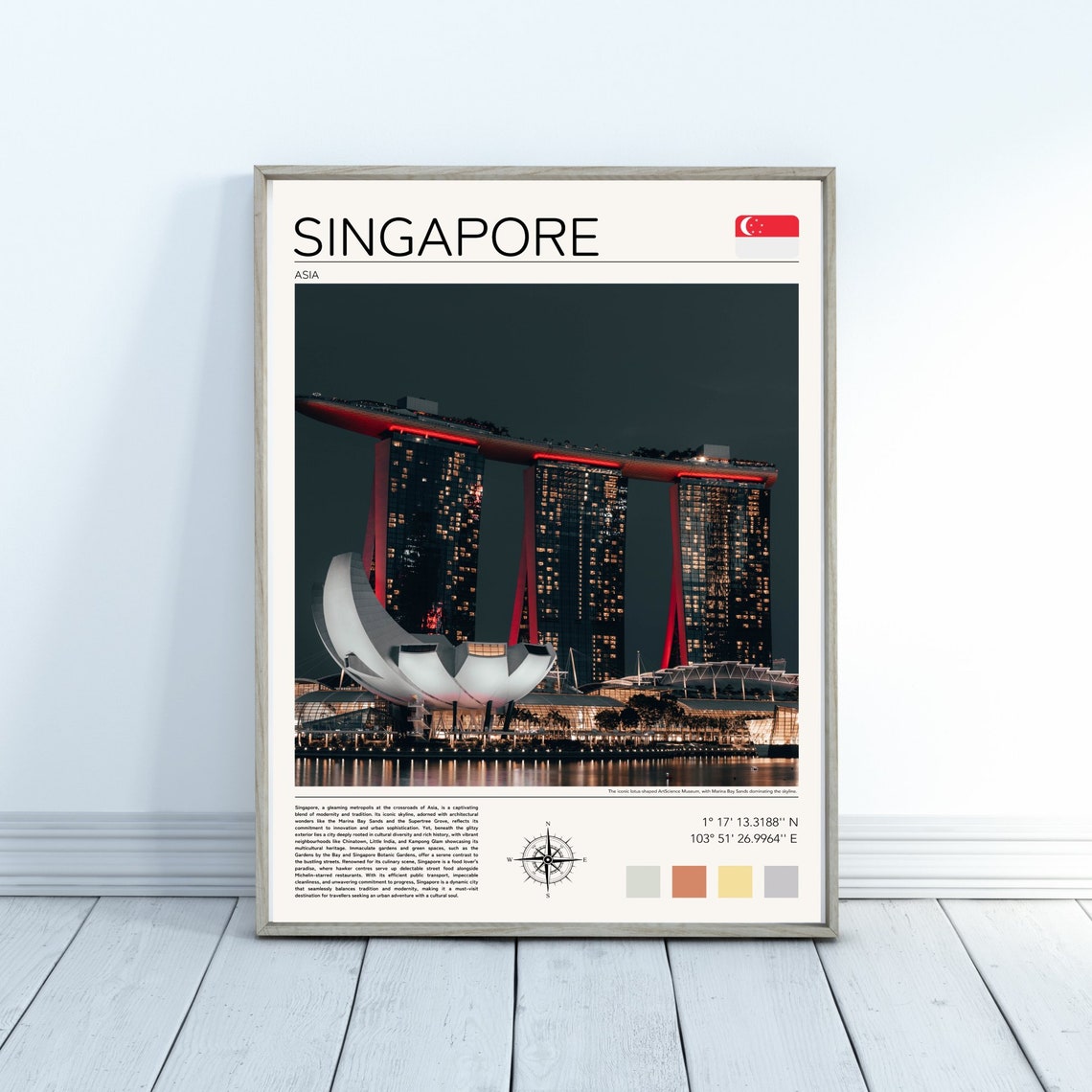 Singapore Print Singapore Poster Singapore Wall Art Singapore Travel Marina Bay Sands Photo Asia Travel Art Singapore At Night - Image 3