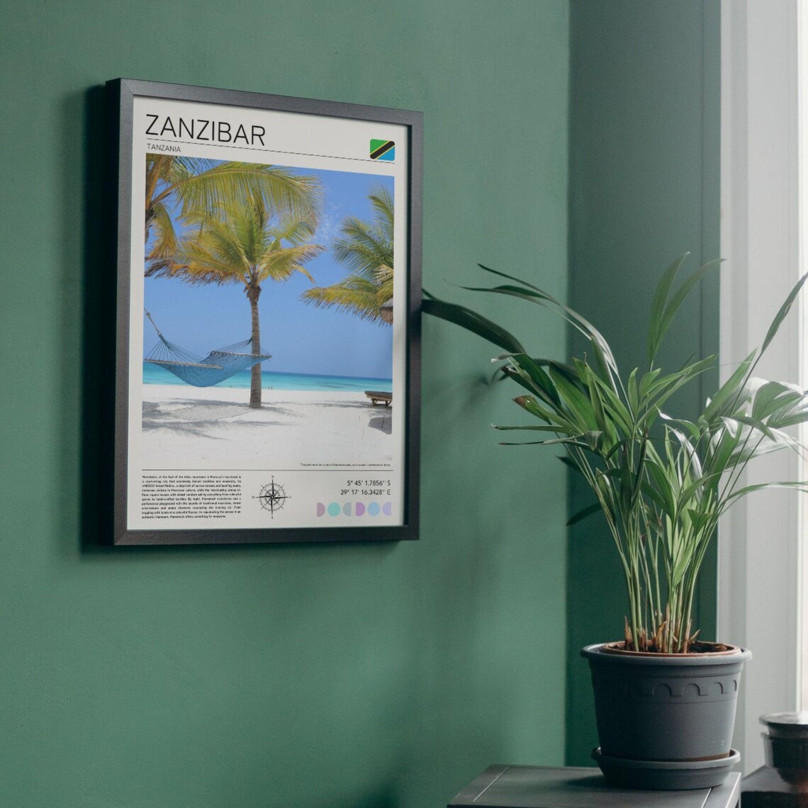 Zanzibar Tanzania White Sand Beach Palms Hammock Travel Poster - Image 2