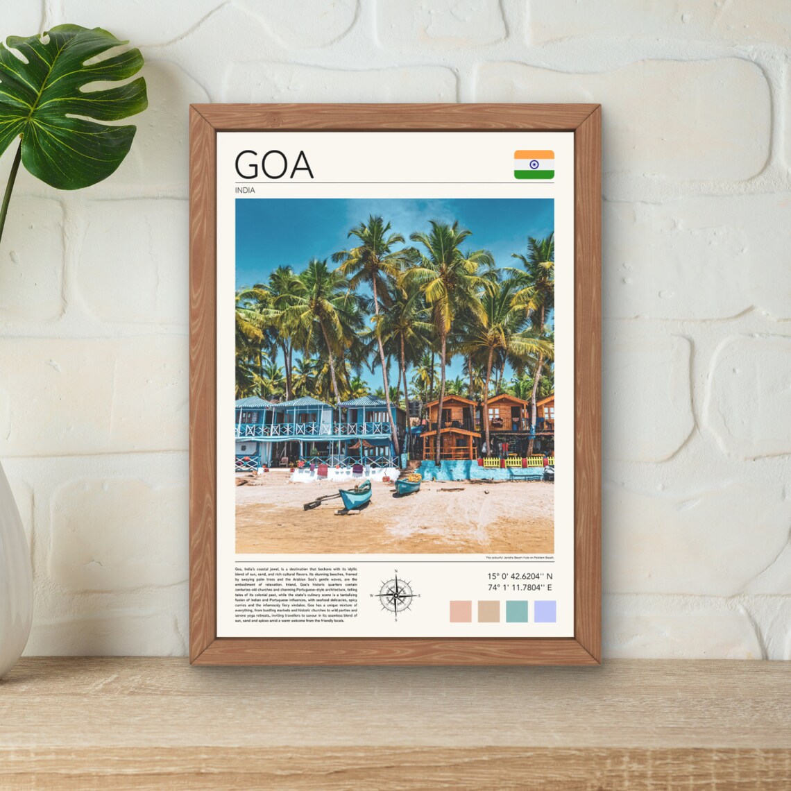 Goa India Beach Palms Colorful Beach Huts Tropical Paradise Poster