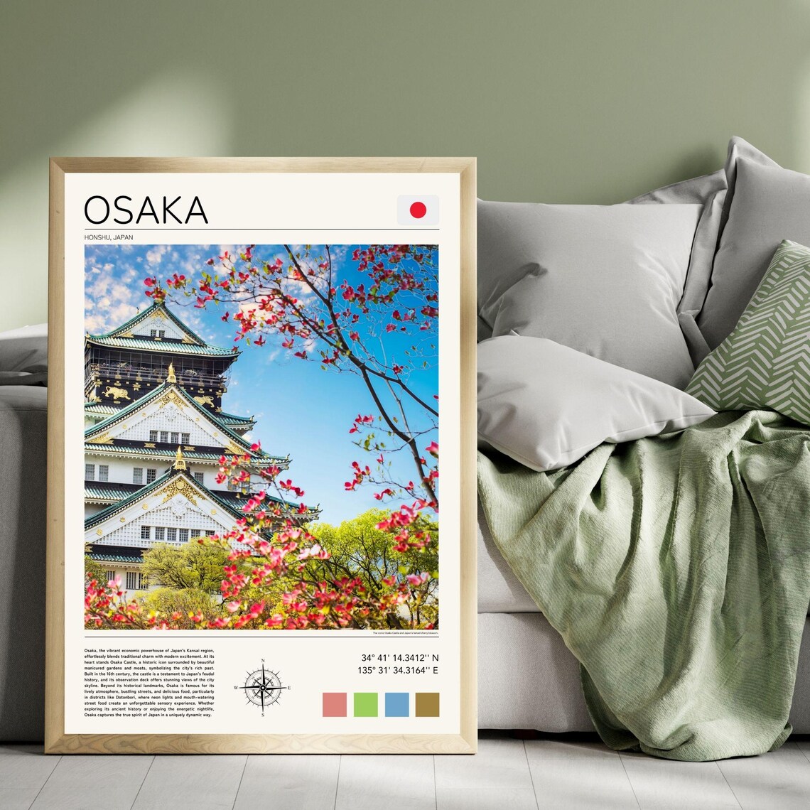 Osaka Japan Osaka Castle Cherry Blossom Spring Landmark Poster - Image 3