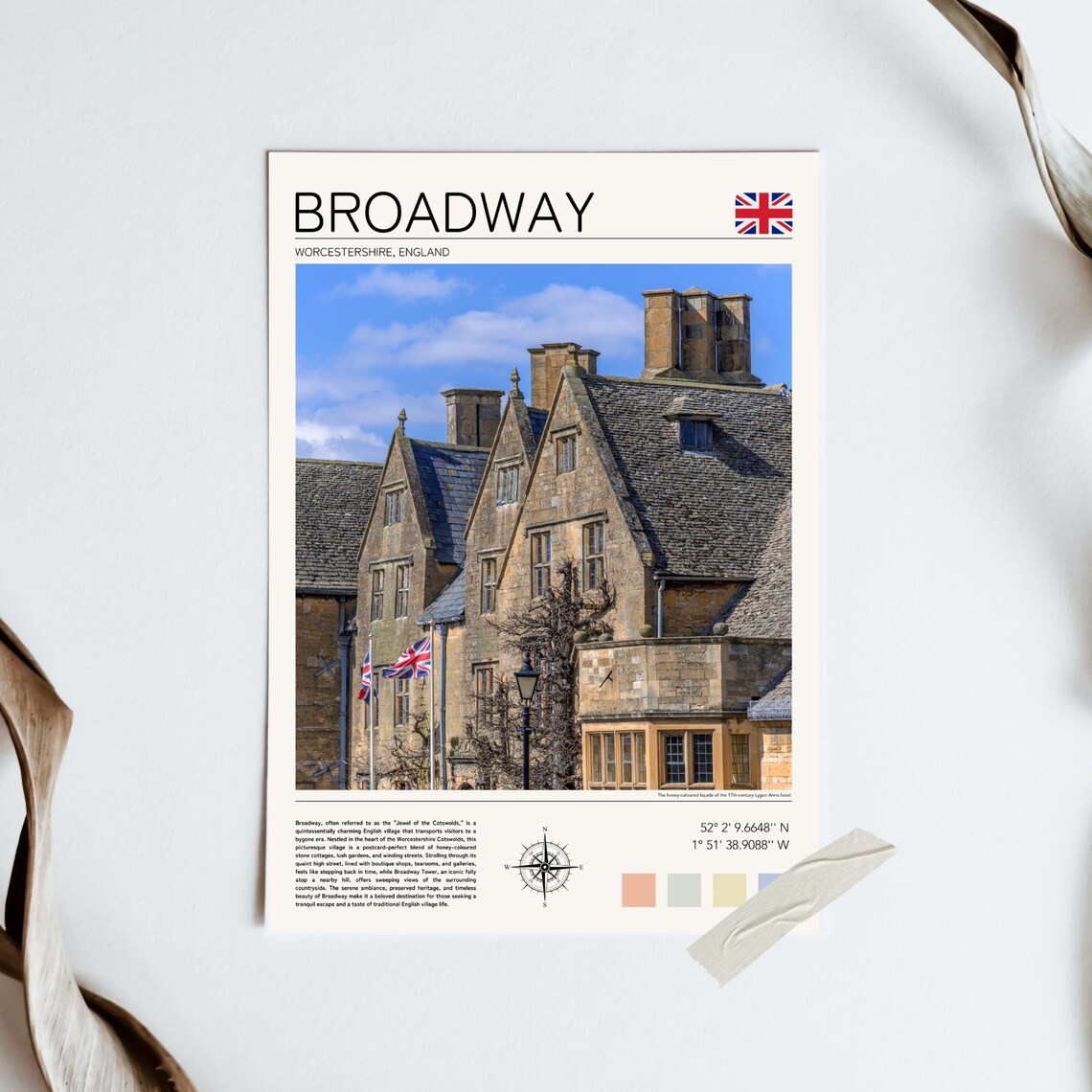 Broadway Cotswolds Travel Poster, Worcestershire - Image 4