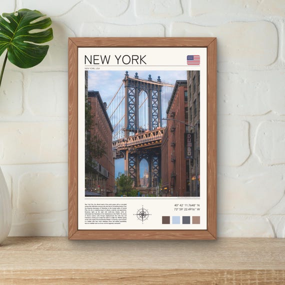 New York Poster Manhattan Bridge New York Print New York Wall Art Ny Photo Ny Poster Ny Print New York Photo Travel Poster