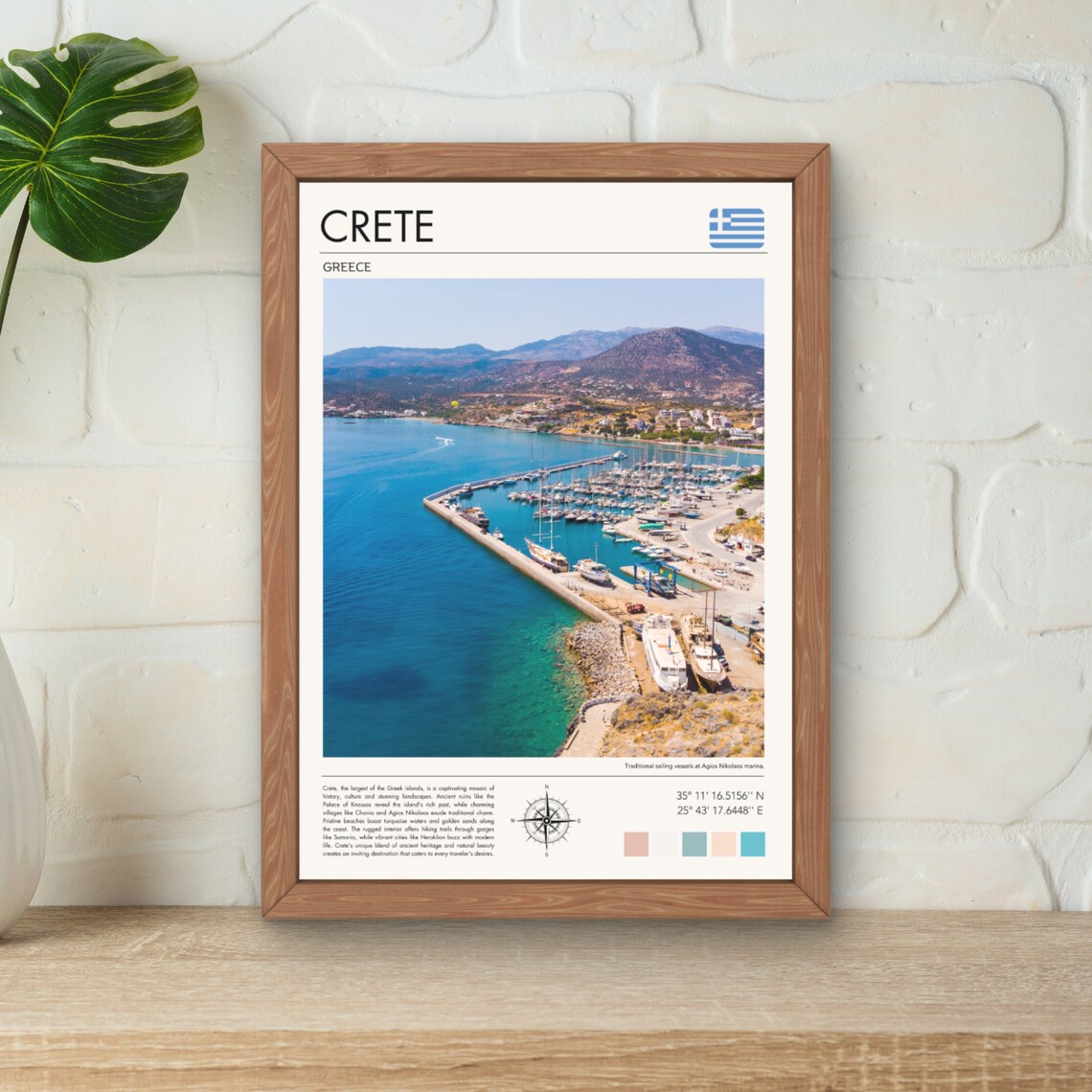 Crete Greece Agios Nikolaos Marina Sailing Boats Harbor View Poster