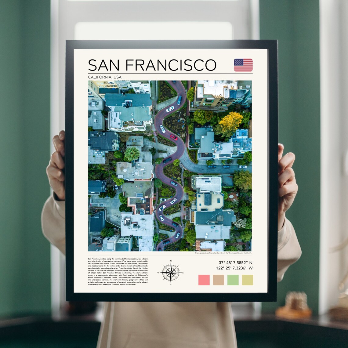 San Francisco Lombard Street Drone View Crooked Street Aerial Poster - Image 2