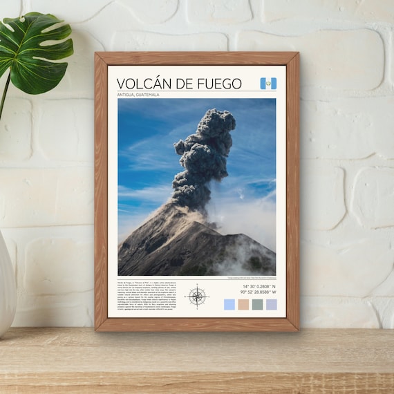Volcan De Fuego Print Fuego Volcan Poster Volcan De Fuego Art Guetemala Wall Art Volcano Print Guetemala Poster Erupting Volcano