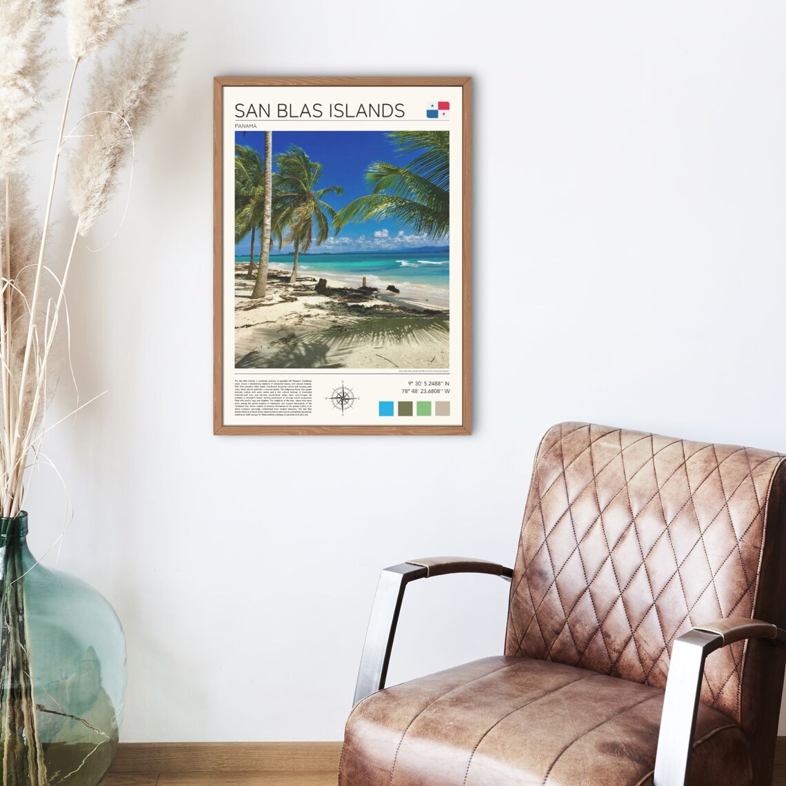 San Blas Islands Panama Palm Trees White Sand Caribbean Poster - Image 5
