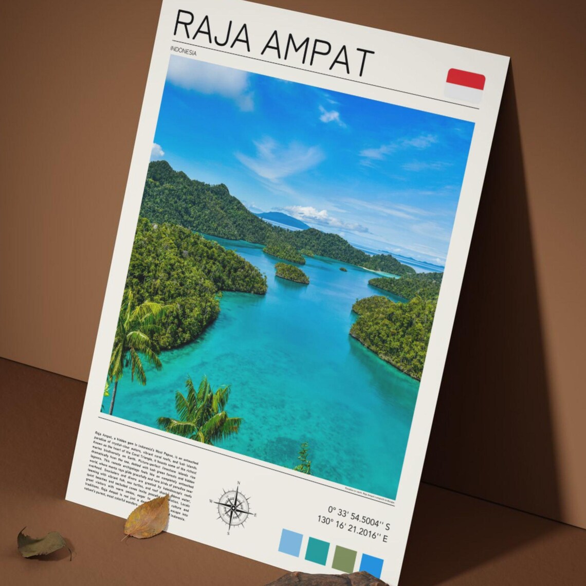 Raja Ampat Indonesia Turquoise Islands Aerial Paradise Poster - Image 4