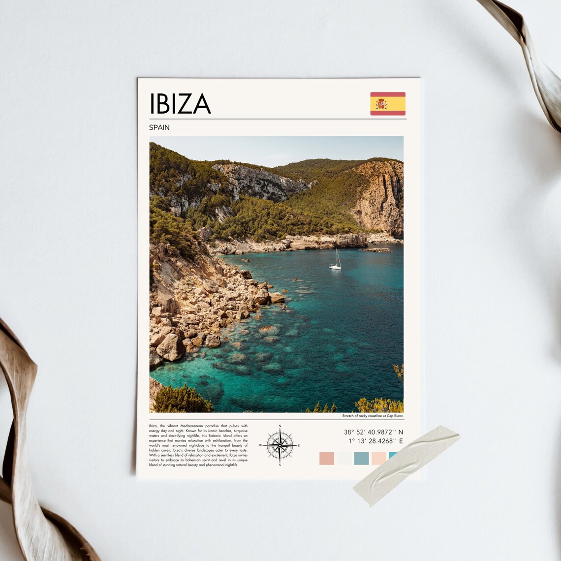 Ibiza Spain Cap Blanc Rocky Coastline Turquoise Cove Travel Poster - Image 2