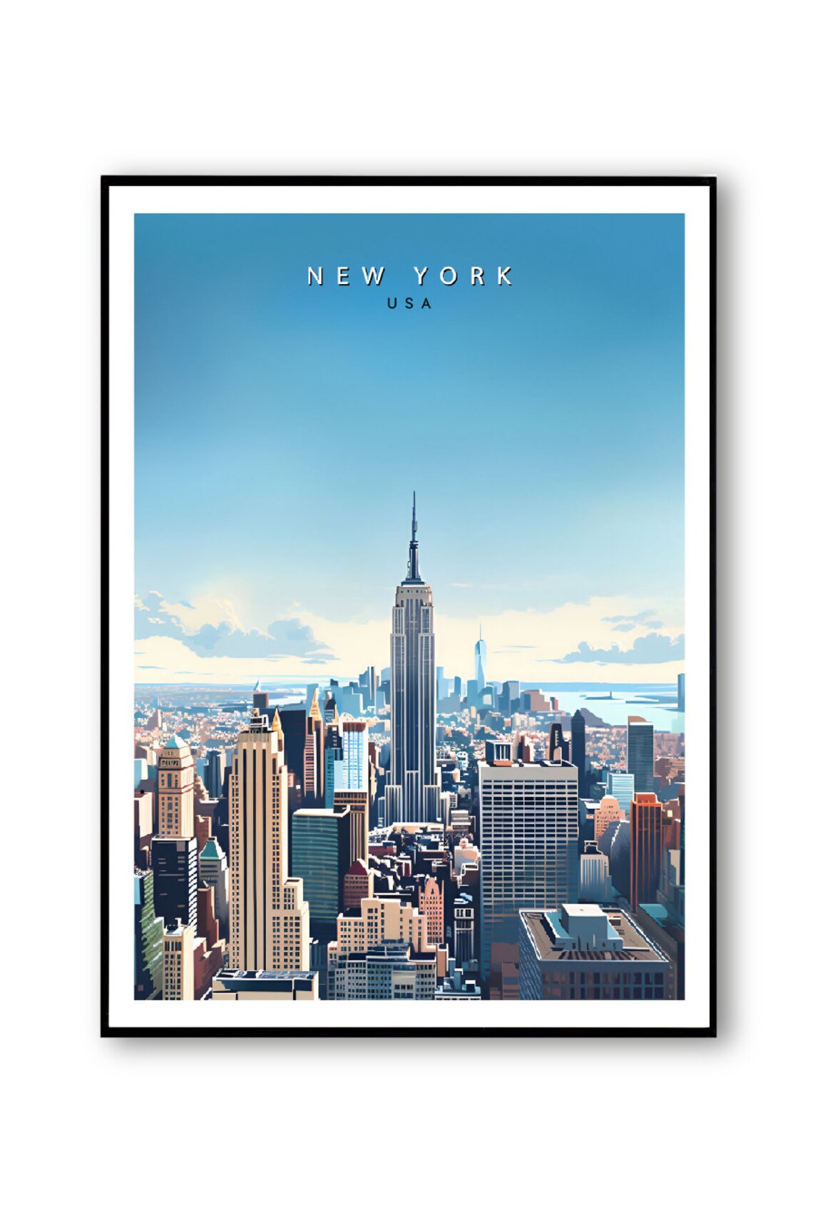 New York City Empire State Building Skyline Travel Poster Art