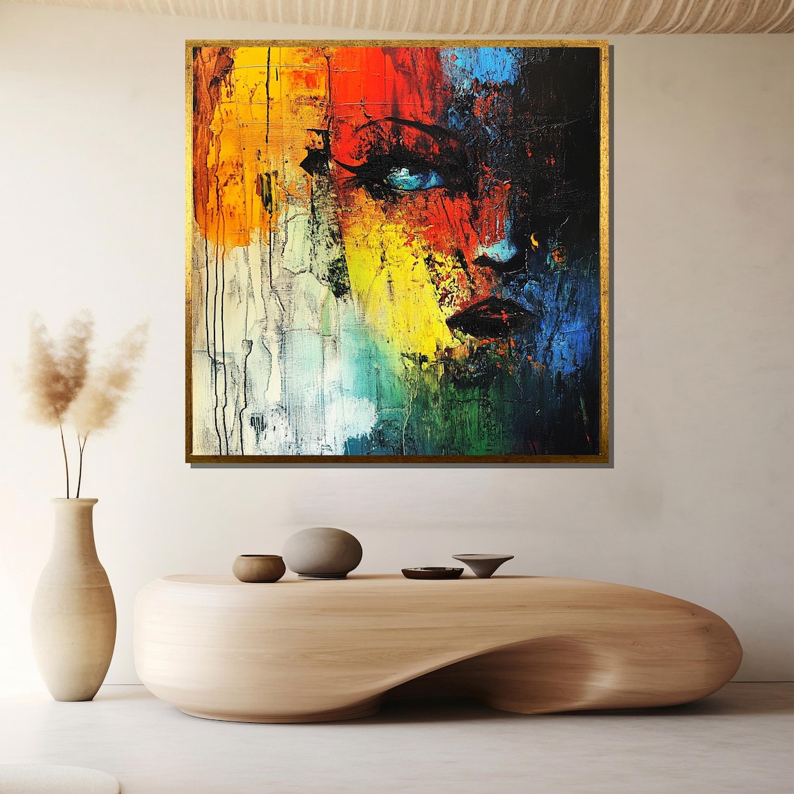 Vivid Abstract Woman Portrait Fiery Expressionist Color Face Art Poster