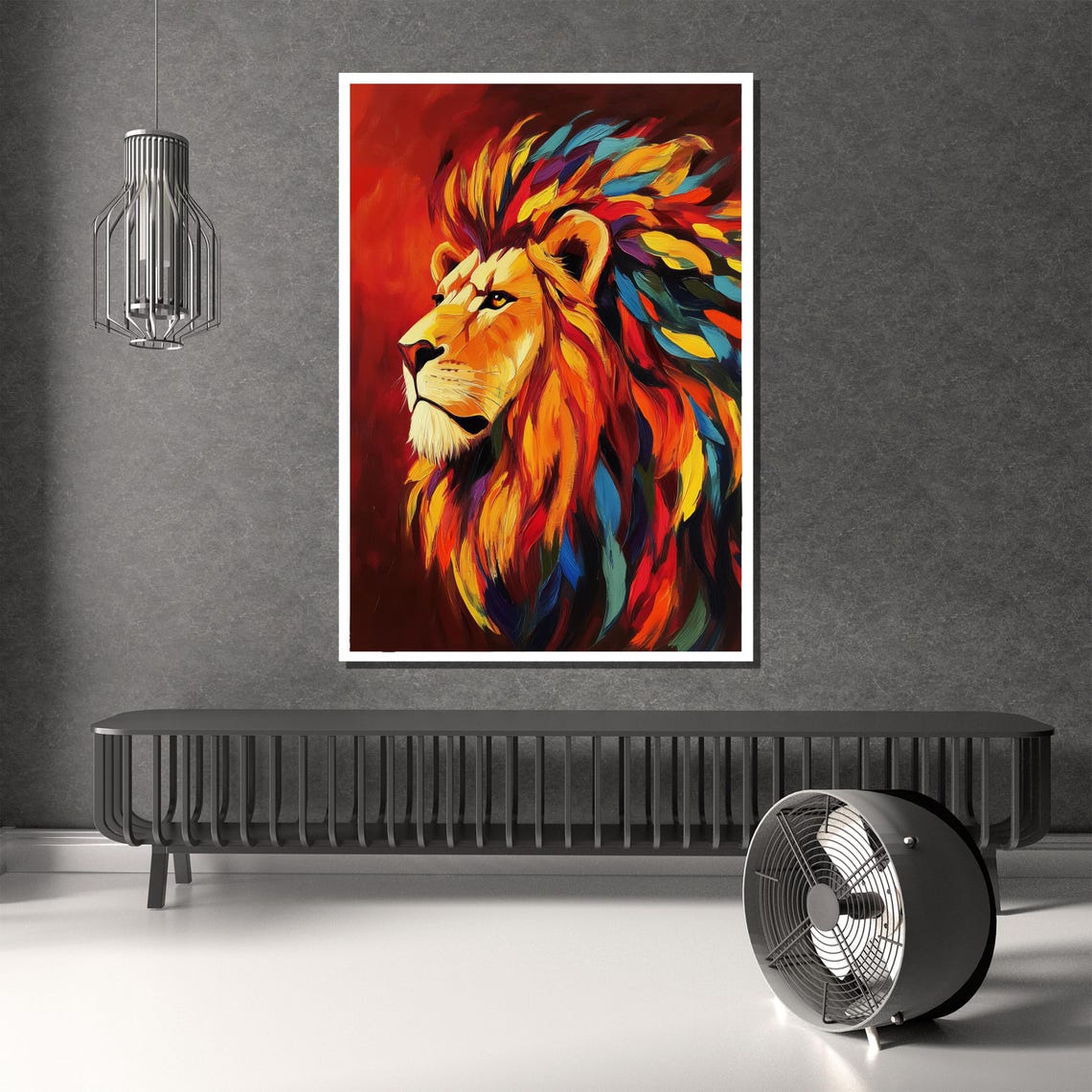 Lion Painting Gift Vibrant Abstract Wildlife Wall Art Unique Animal Artwork For Bold And Modern Home Decor - Image 2