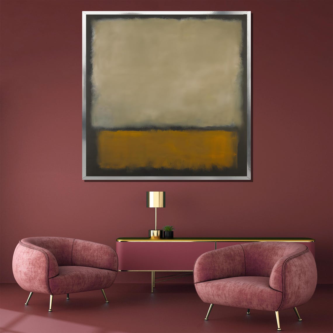 Mark Rothko Beige and Mustard Yellow Color Field Abstract Poster - Image 5