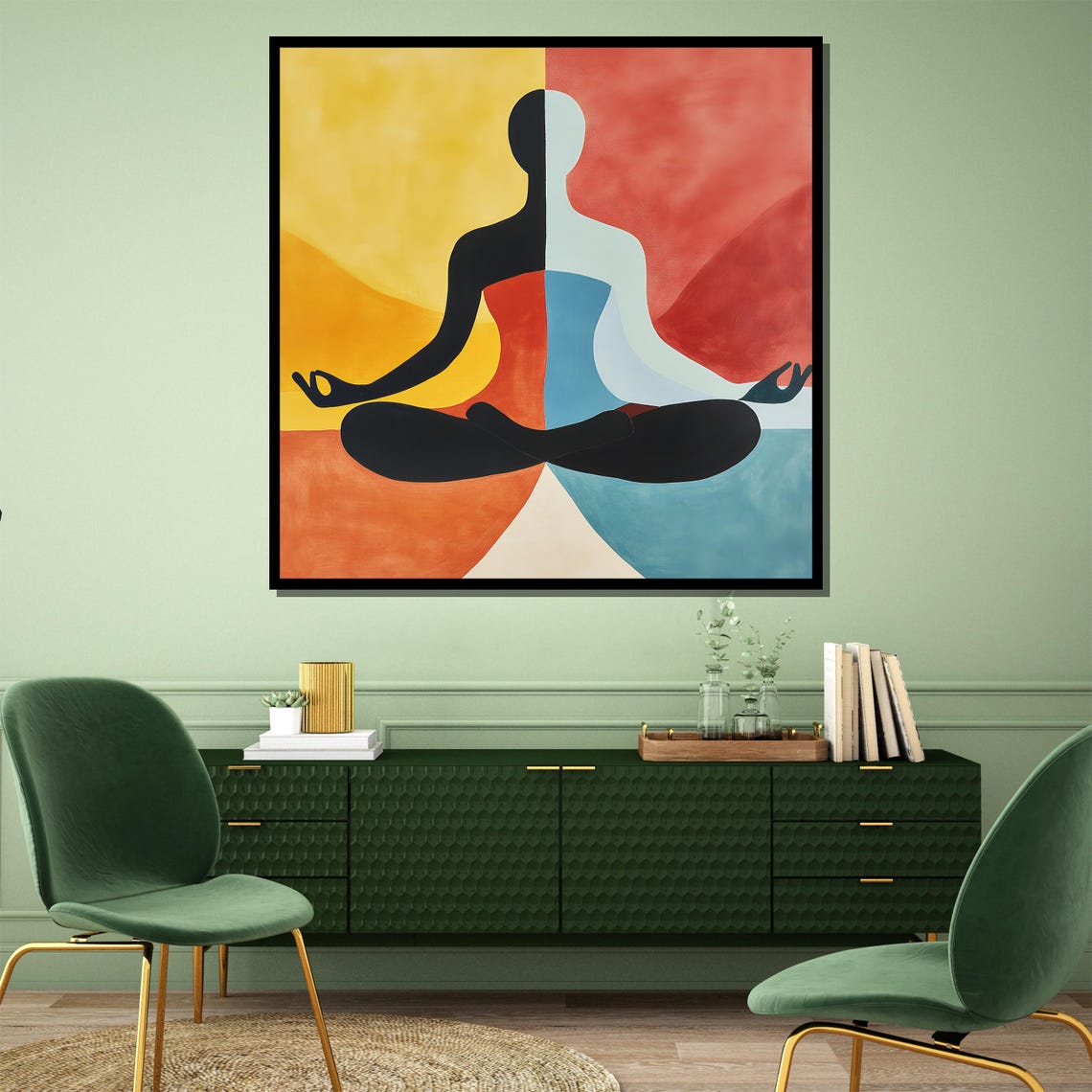 Abstract Yoga Duality Color Block Modern Meditation Wall Poster - Image 4