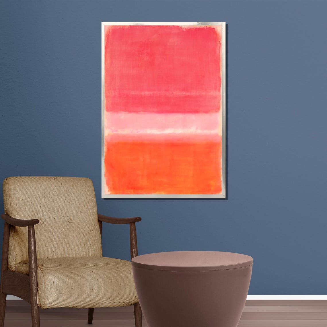 Glowing Coral Red and Tangerine Sunset Color Field Abstract Poster - Image 5