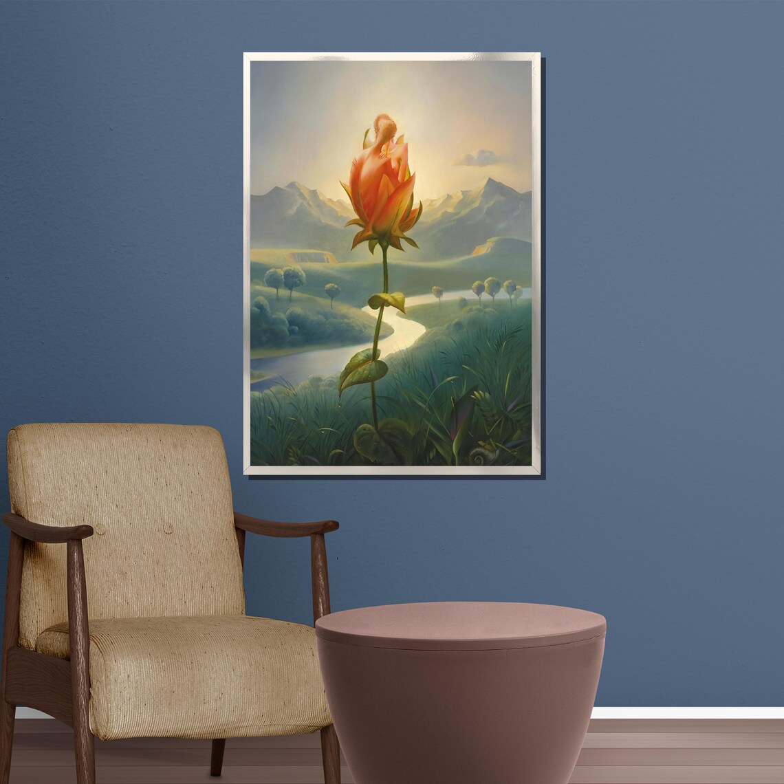 Vladimir Kush Rose Bud Embrace Surrealist Valley Sunset Poster - Image 5
