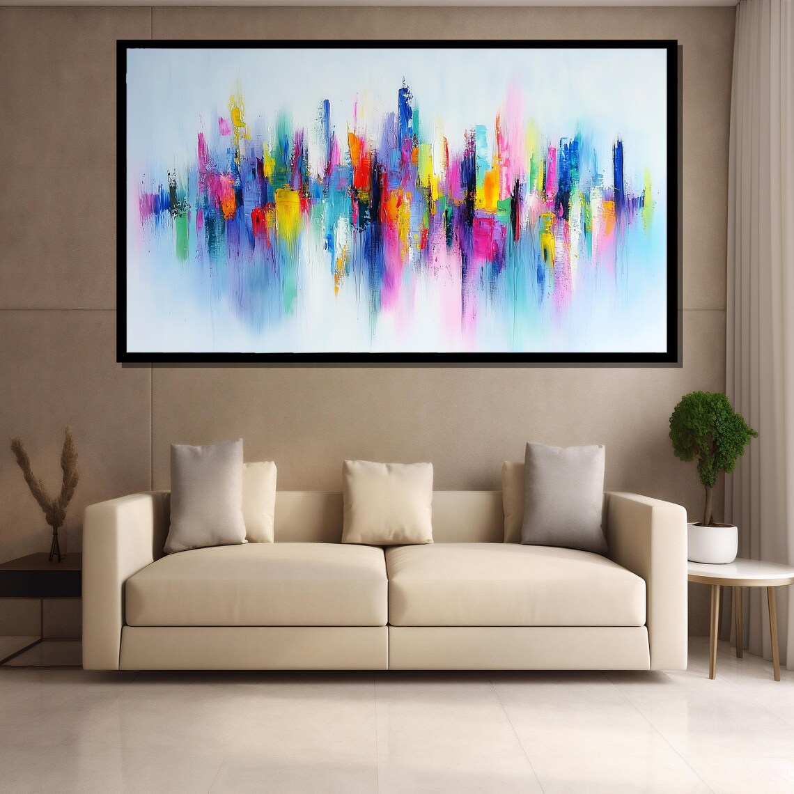 Vibrant Abstract Cityscape Painting Modern Colorful Wall Art Luxury Home Decor Gift For Urban Art Lovers - Image 4