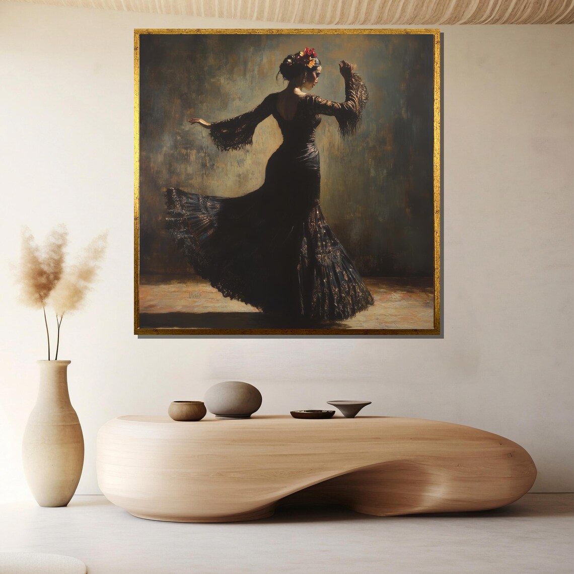 Flamenco Dancer in Black Lace Dress in Dramatic Moody Light Poster