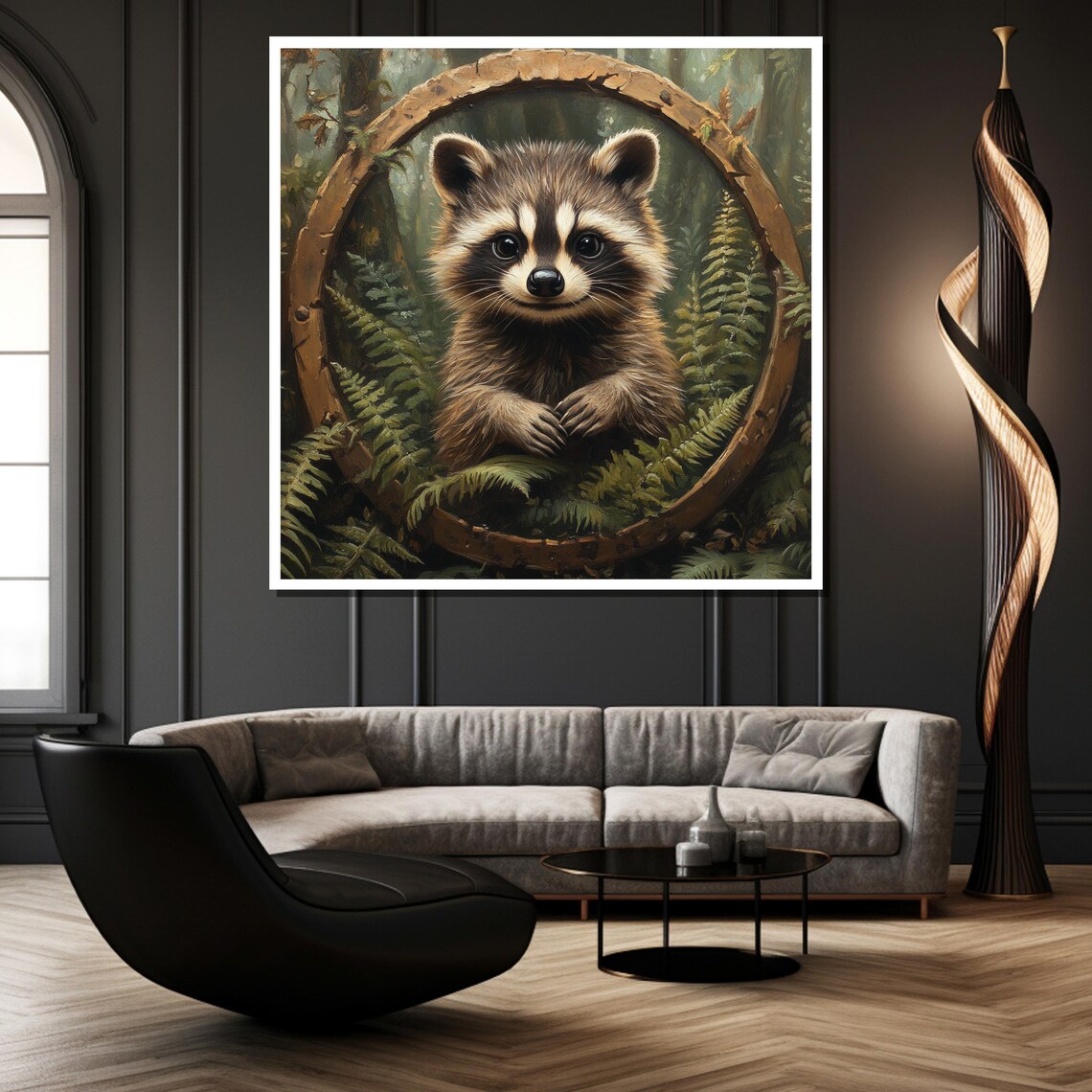Adorable Baby Raccoon In Forest Woodland Ring Nursery Cute Poster - Image 2