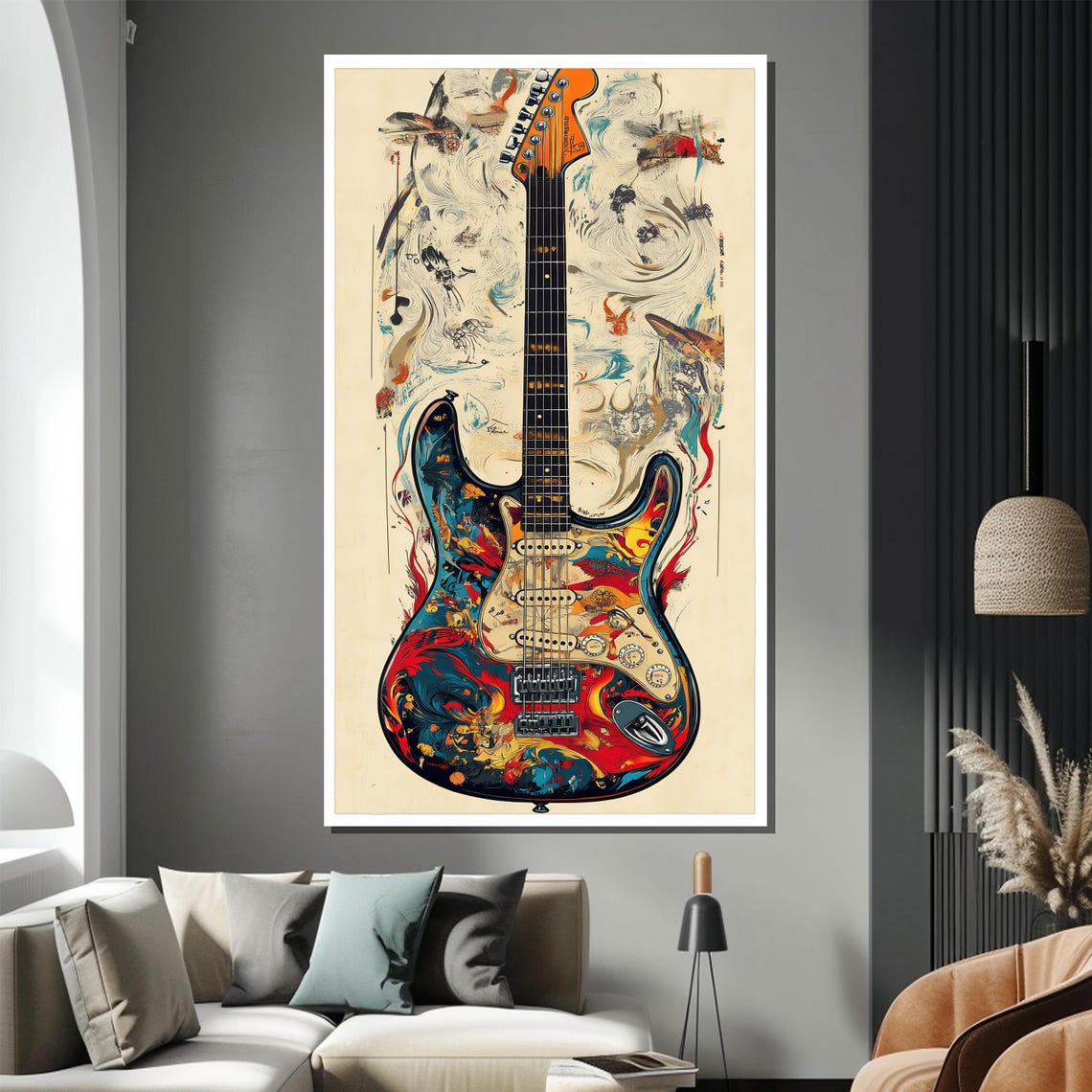 Psychedelic Electric Guitar Painting in Vibrant Colors Poster - Image 2