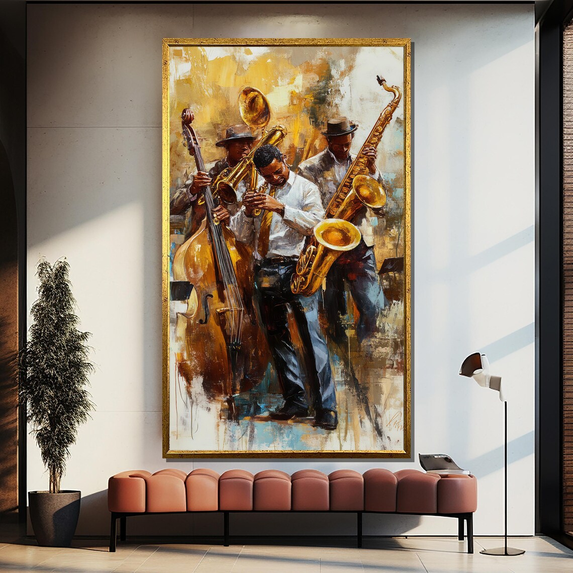 Soulful Jazz Band With Double Bass Trumpet and Saxophone Poster