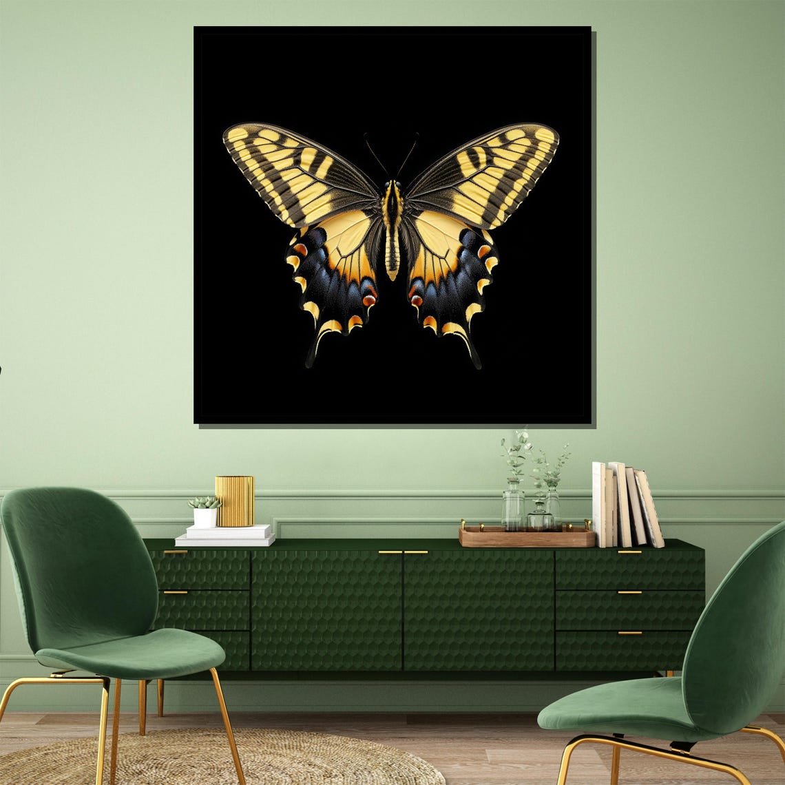 Elegant Butterfly Painting Striking Black Background Wall Art Unique Nature Inspired Gift For Home Decor - Image 4