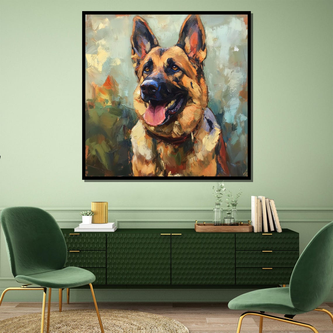 Happy German Shepherd with a Big Smile Dog Portrait Art Poster - Image 4