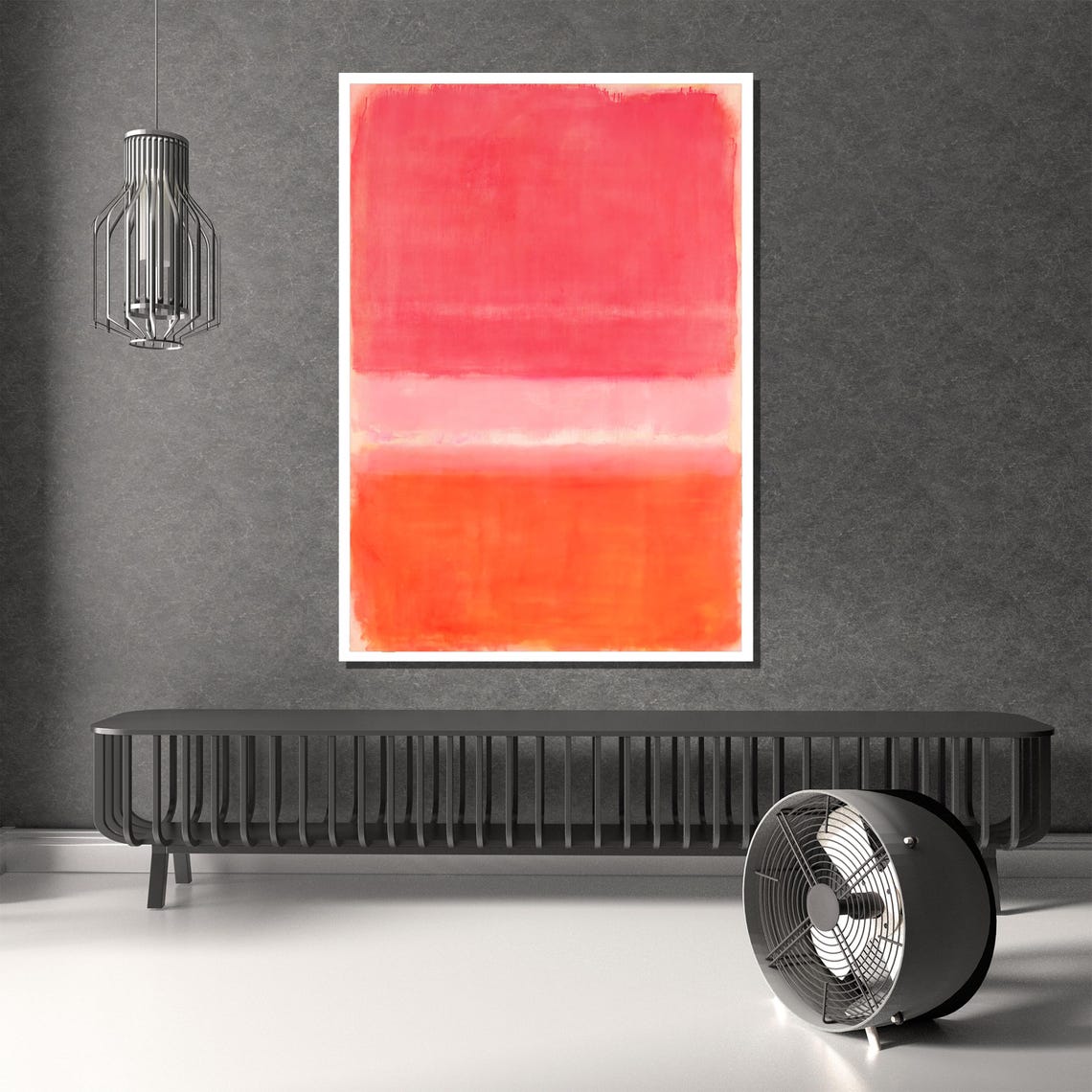 Glowing Coral Red and Tangerine Sunset Color Field Abstract Poster - Image 4