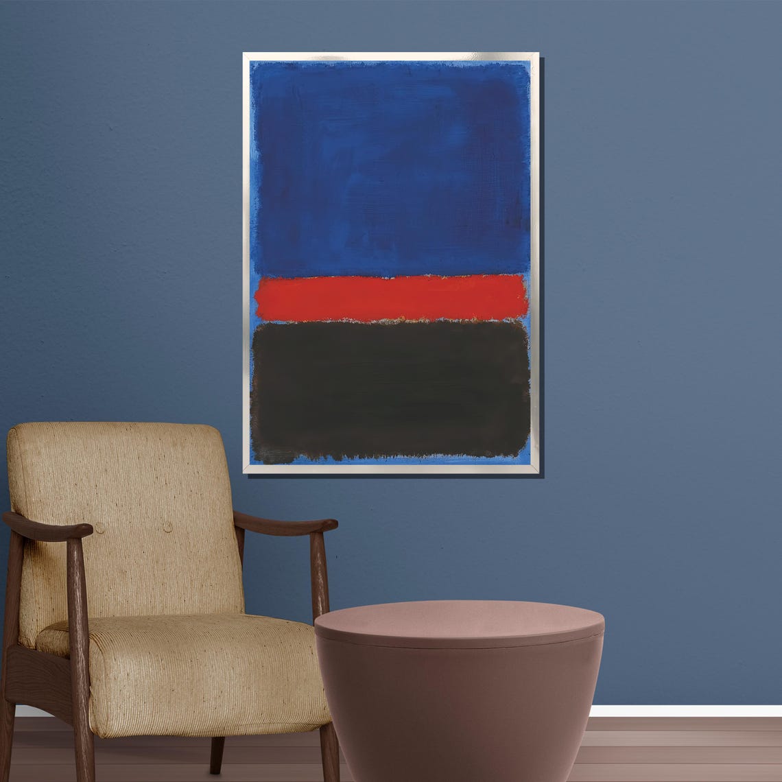 Royal Blue With Red Stripe and Black Bold Abstract Art Poster - Image 5