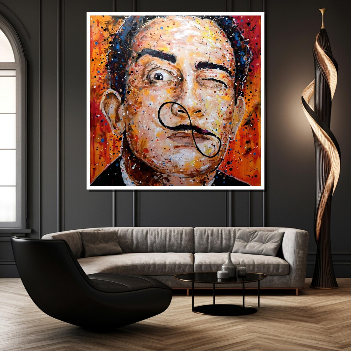 Vibrant Salvador Dali Pop Art Portrait In Colorful Splatter Poster - Image 3