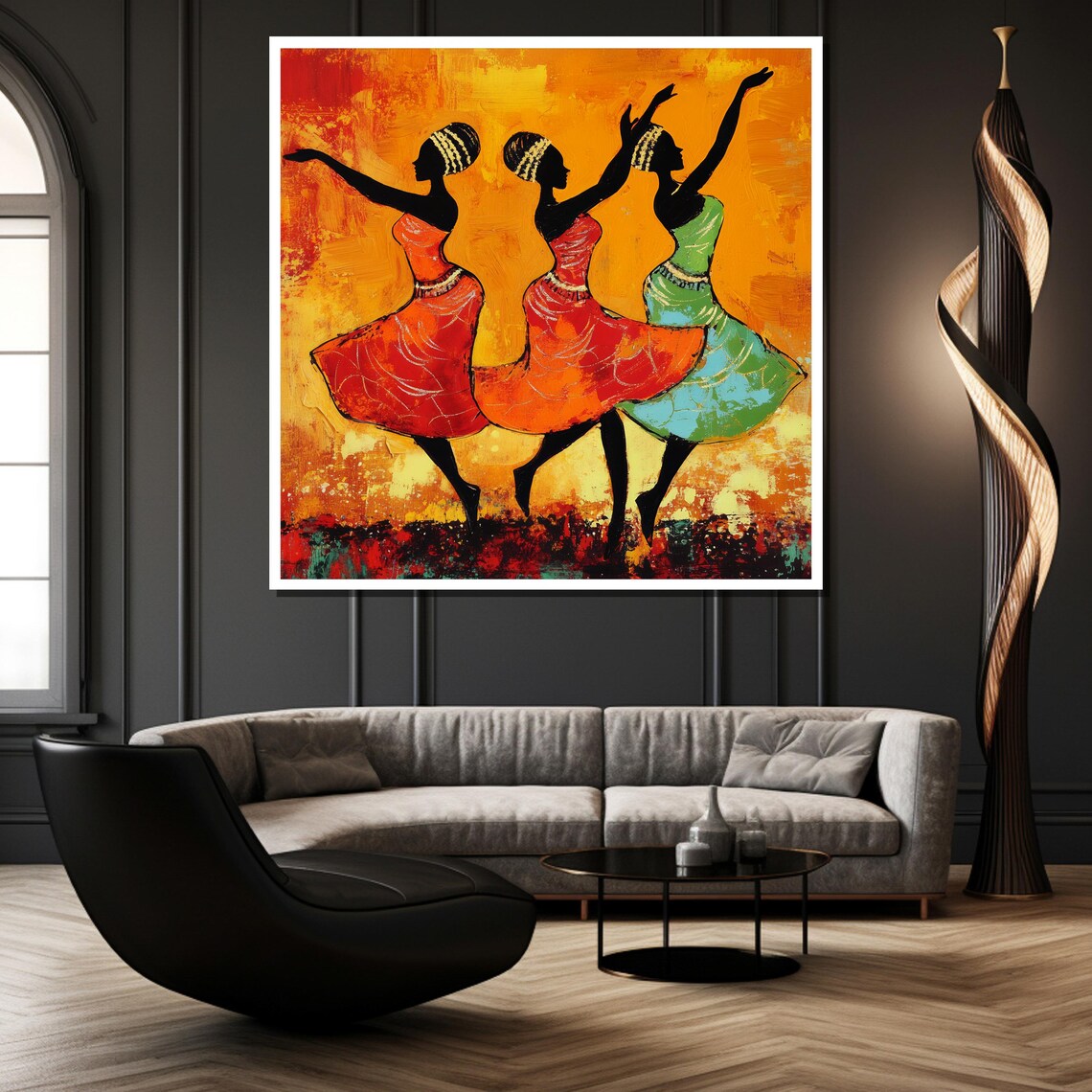 Joyful African Dancers in Colorful Dresses Tribal Art Poster - Image 2