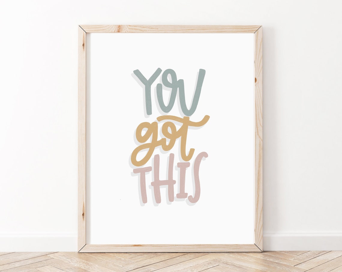 You Got This Hand Lettered Pastel Positive Affirmation Quote Poster