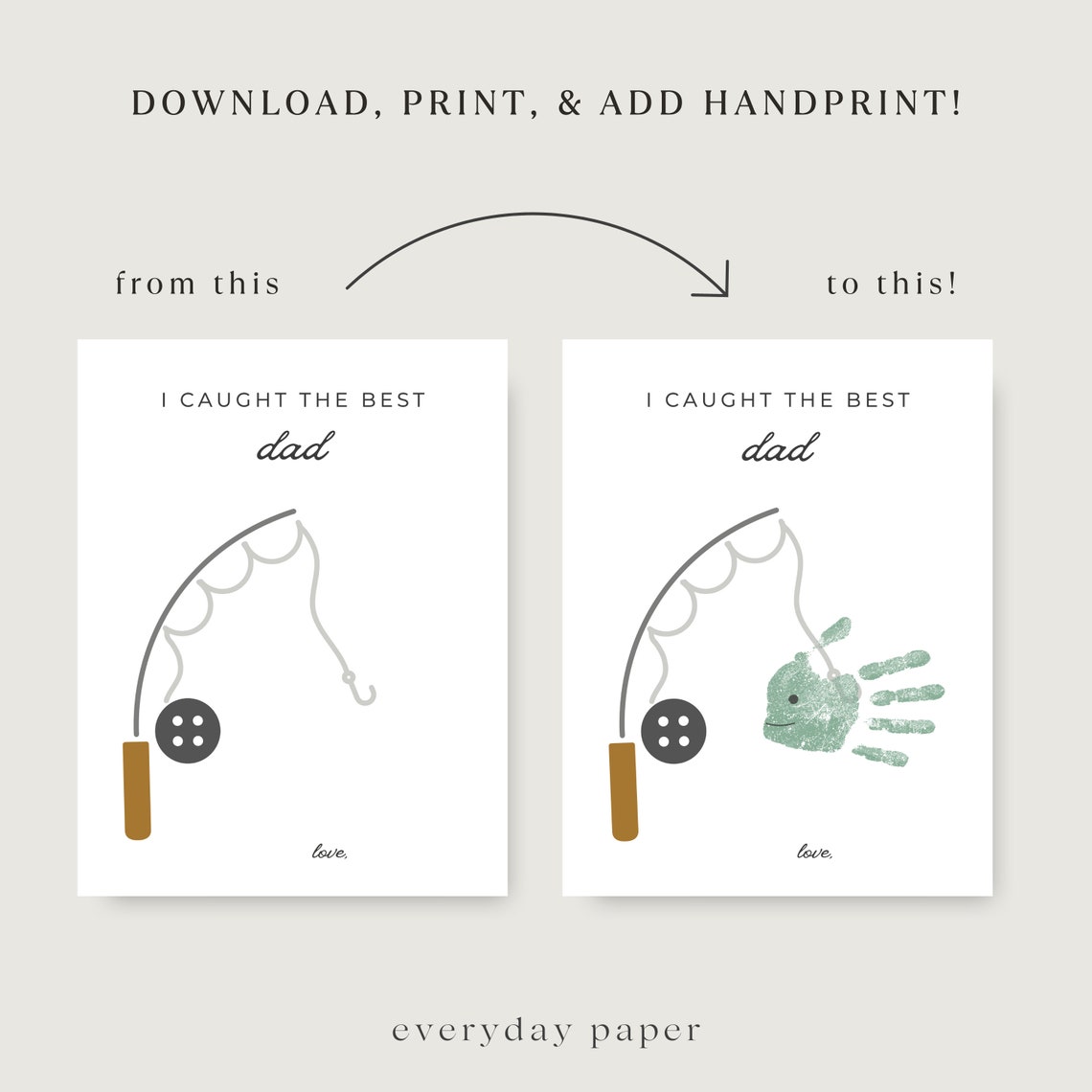 Dad Fish Handprint Art, Fishing Birthday Card - Image 5
