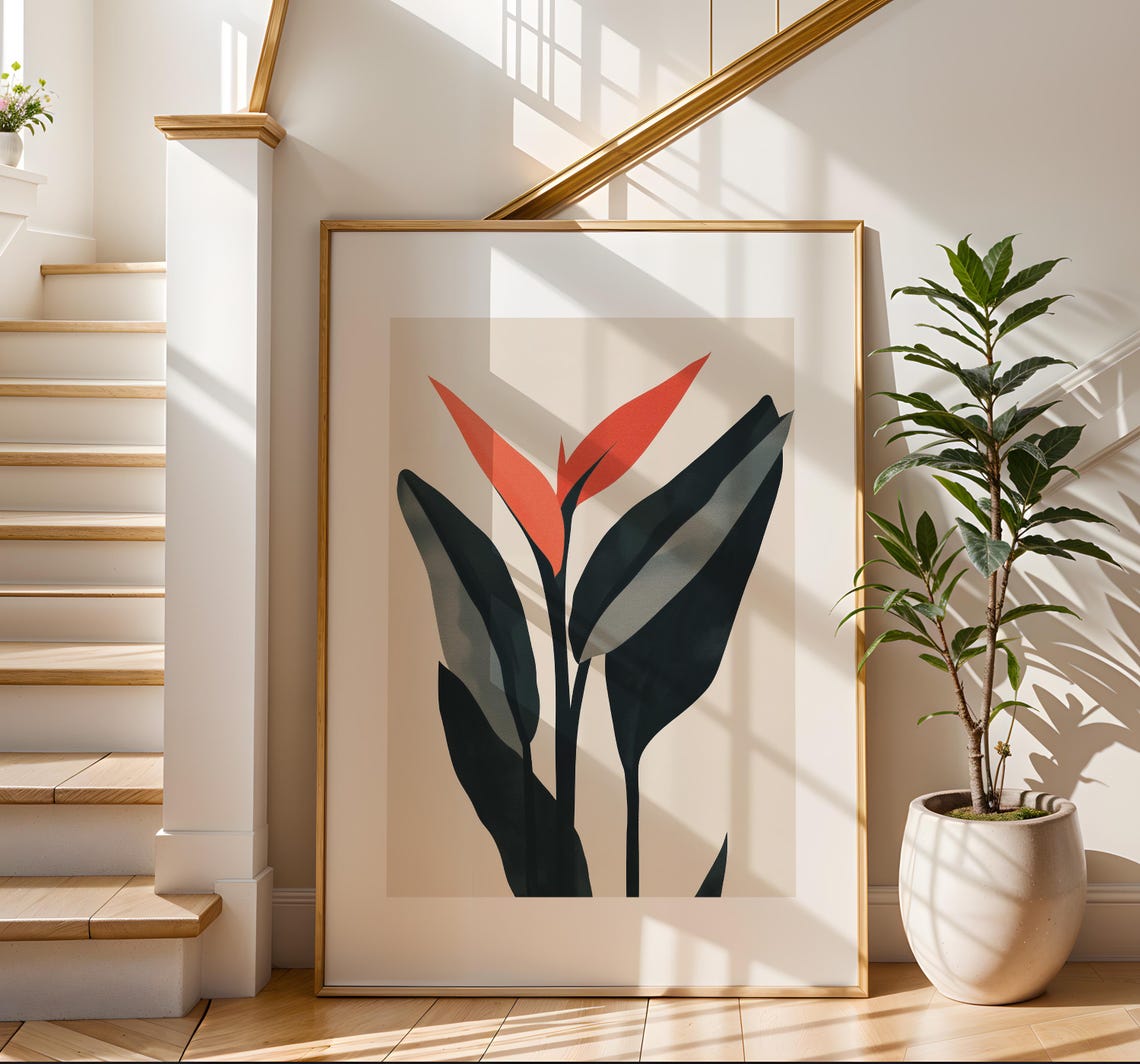 Bird Of Paradise Minimalist Tropical Plant Illustration Poster