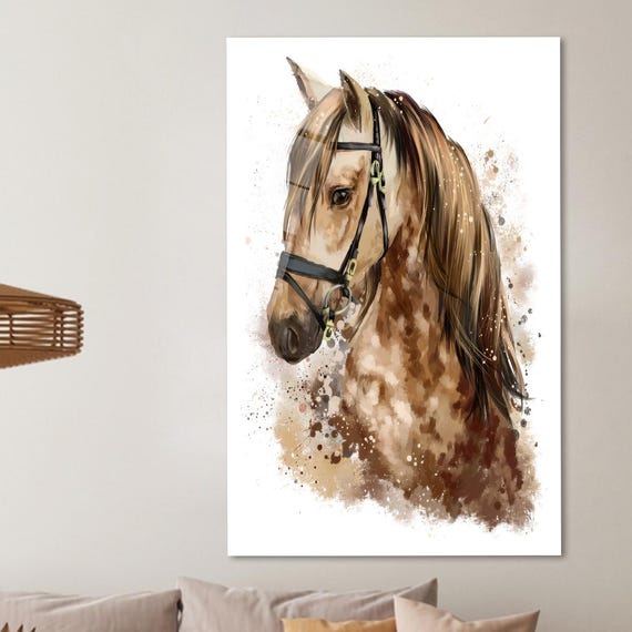 Brown Horse Wall Art Glass Holiday Decor Animal Abstract Personalized Gift For Him