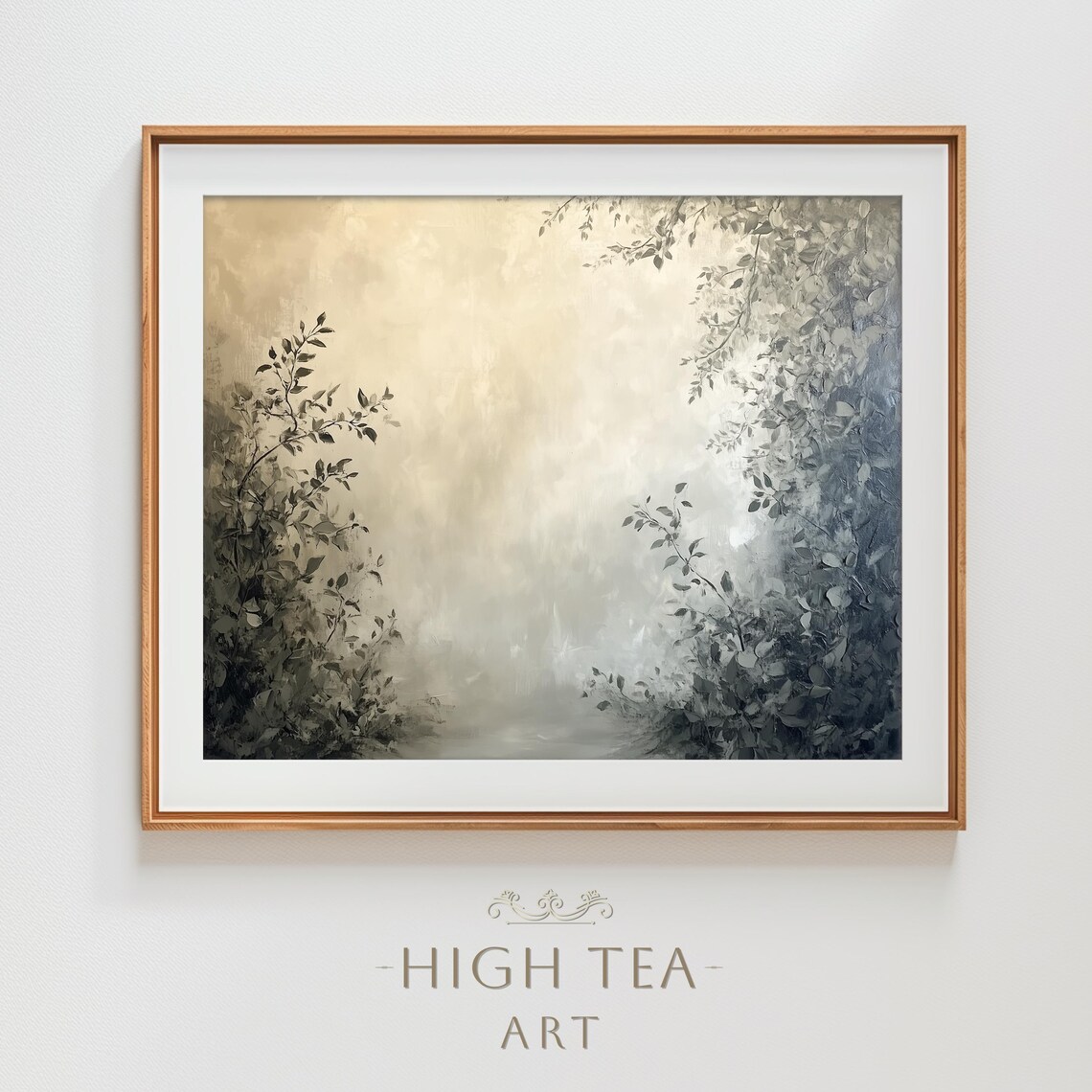 Misty Forest Foliage Neutral Oil Painting Calm Nature Poster